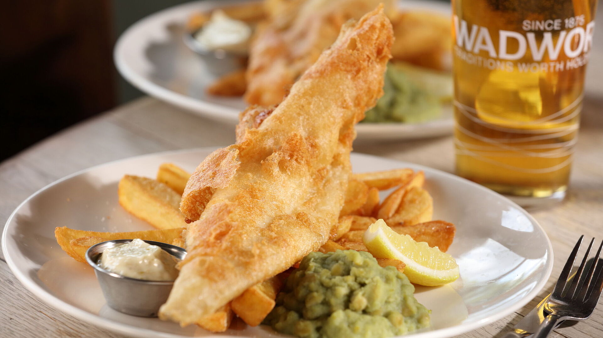 Fish and Chips and a pint of Wadworth 6X
